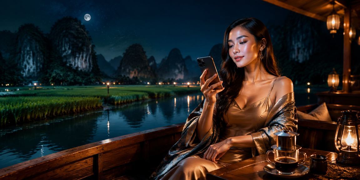 Người chơi tại Ninh Bình sử dụng điện thoại chơi casino trực tuyến bên ly cà phê
